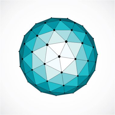 3B vektör düşük Poli küresel nesne siyah bağlı çizgiler ve noktalar, geometrik yeşil tel çerçeve şekil.