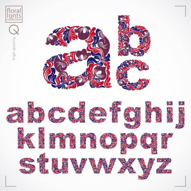 Ekoloji çiçekli yazı tipi stil, vektör yazı kümesi yapılmış kullanarak doğal süs.