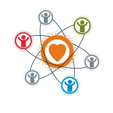 Sosyal ilişkiler kavramsal logosu, benzersiz vektör simgesi. Toplum ve insan, sosyal etkileşim. 