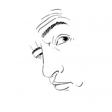 Sarhoş adam veya kumarbaz ile kırışıklıkları alnına çizim.