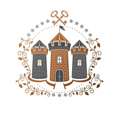 Kat dekoratif logosu ile eski Fort amblemi.