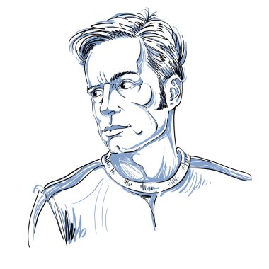 Yakışıklı şiddetli bir adam portresi gri tonlama.