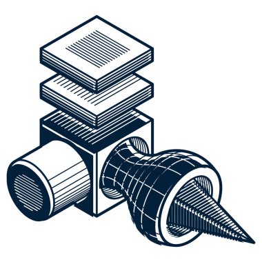 Soyut minimalist inşaat izometrik tasarım.