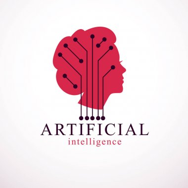 Bilgisayar insan android bot, yapay zeka kavramı.