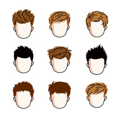 Kızıl saçlı ve esmer küçük çocuklar, sevimli gençler toplama gibi farklı karakterler.