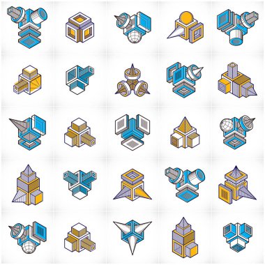 Soyut minimalist inşaat izometrik tasarım.