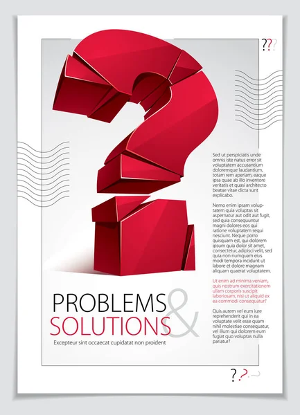 Broken Question Mark Esplodere Brochure Design Volantino — Vettoriale Stock