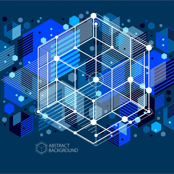 Abstrakcja Geometryczna Niebieskie Tło Kostki Inne Elementy — Wektor stockowy