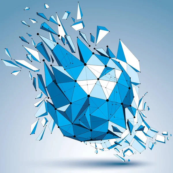 Abstrait Asymétrique Bleu Vecteur Low Poly Épave Objet Avec Différentes — Image vectorielle