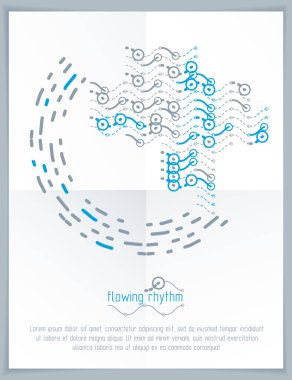 Soyut dalgalı çizgiler ritim desen kullanılmak üzere grafik ve web tasarım. Vektör teknolojisi flyer şablonu.