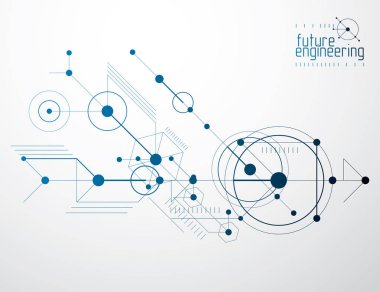 Daireler ve çizgilerden yapılmış mühendislik teknolojisi vektör duvar kağıdı. Modern geometrik bileşim şablon ve düzen olarak kullanılabilir. Soyut teknik arkaplan.