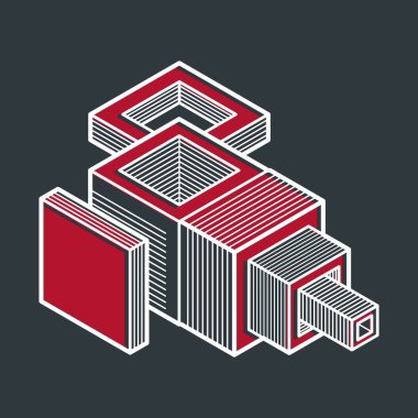 3D tasarım, soyut vektör boyutlu küp şekli.