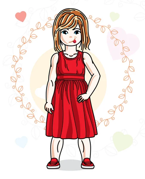 Hermosa Niña Pelo Rojo Feliz Con Ropa Casual Elegante Posando — Vector de stock