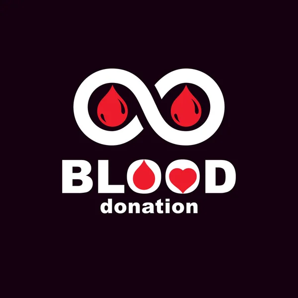 Nápis Darování Krve Izolovaný Bílém Vytvořený Vektorovými Červenými Kapkami Krve — Stockový vektor