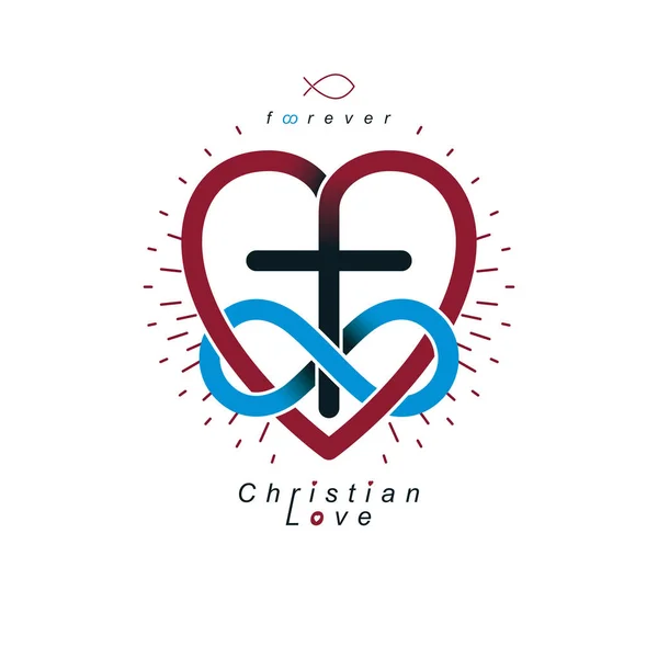 Everlasting Love God Design Simbolo Creativo Vettoriale Combinato Con Infinito — Vettoriale Stock