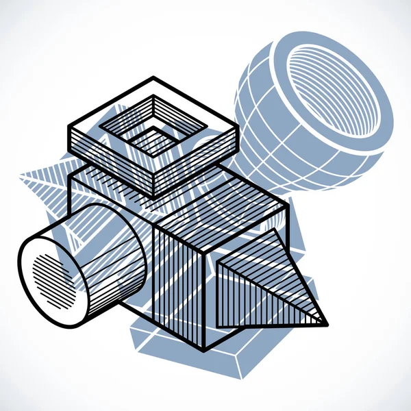 Forma Dimensional Isométrica Vectorial Abstracta Hecha Usando Figuras Geométricas — Vector de stock