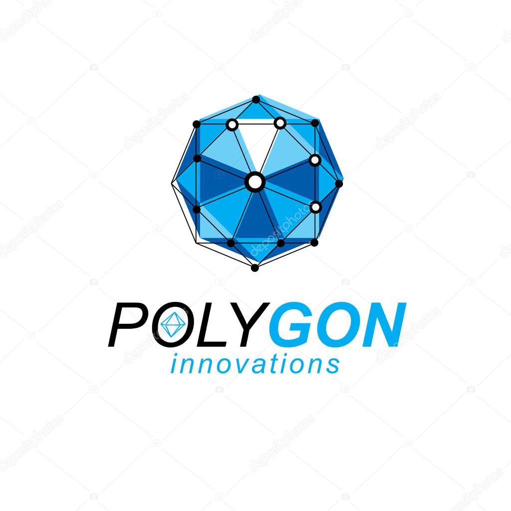 Construction industry logotype. Abstract construction vector, dimensional low poly design.