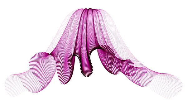 Fließende Partikelwelle Transparentes Tüll Textil Auf Wind Dynamische Bewegungskurven Vektor — Stockvektor