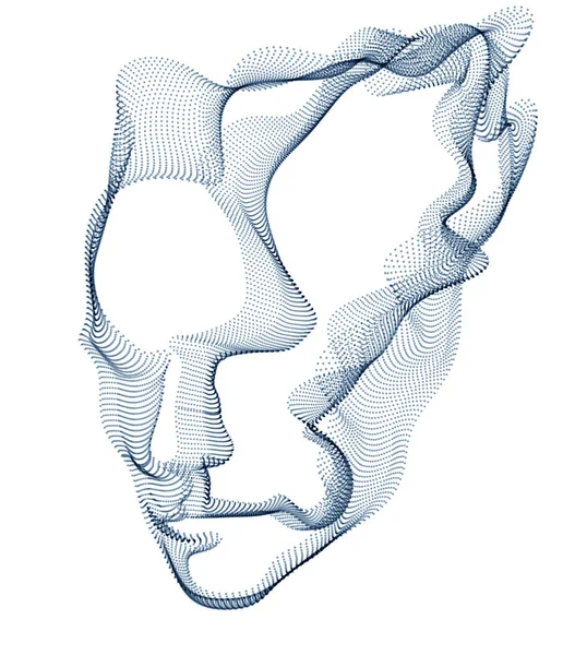 Technologische Zeitgeist Vektor Visualisierung Form Eines Menschlichen Kopfes Aus Punktierten — Stockvektor