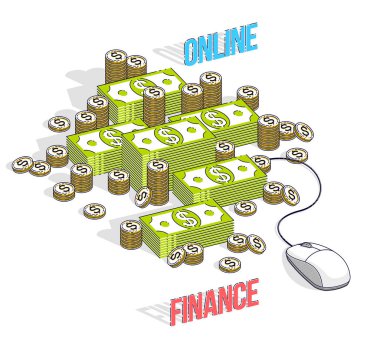 Online finans kavramı, web ödemeleri, internet kazançları, online 