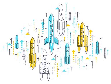 Başlangıç roketler kalkış, uzay roketleri uçan başlatma iş