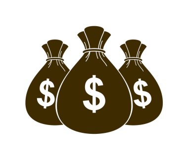 Üç moneybags para çantası vektör basit illüstrasyon simgesi veya