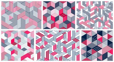 Çizgili küplerle, çizgili kutularla Geometrik 3D kusursuz desenler