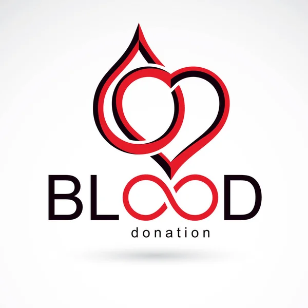 Inscripción de donación de sangre aislada en blanco y creada con ve — Vector de stock