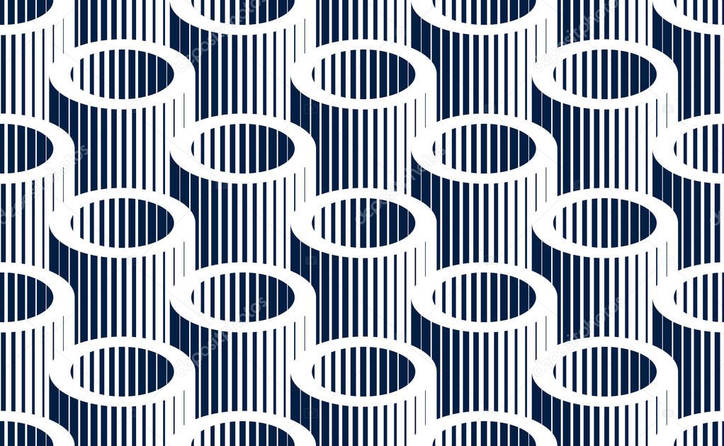 Tubes op art seamless vector background, repeat tiling optical i