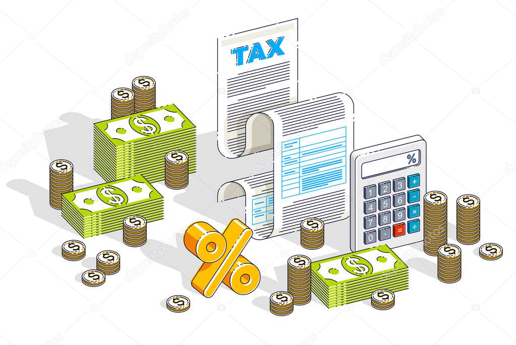 Taxation concept, tax form or paper legal document with cash mon
