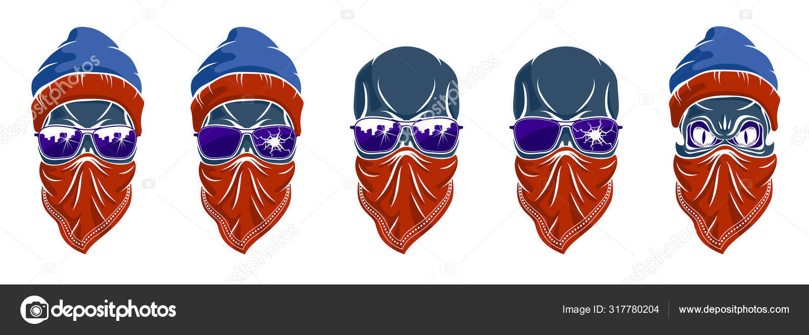 Gangster Skull Vektor Logos Set Ikonen Oder Tatowierungen Urban Stylisch Vektorgrafik Lizenzfreie Grafiken C Ostapiusangelp 317780204 Depositphotos