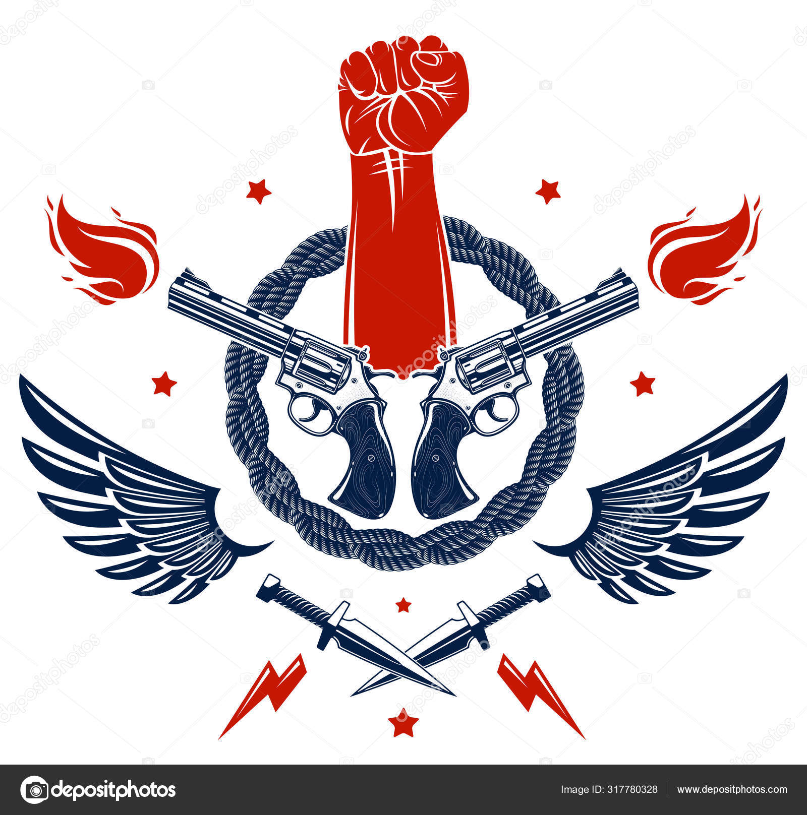 Revolution and Riot aggressive emblem or logo with strong clench Stock ...
