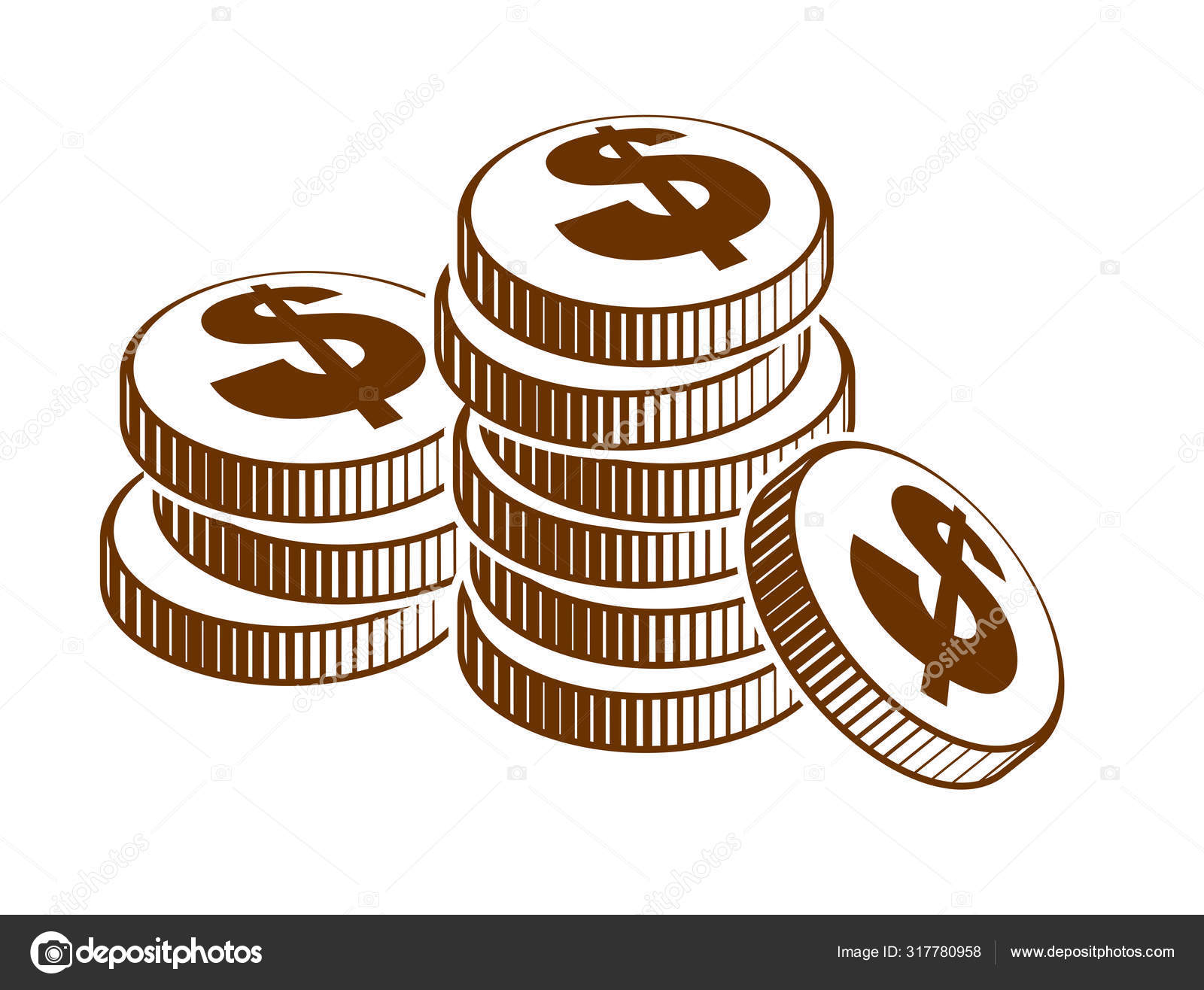 Coin stack cash money or casino chips still-life, vector icon, i Stock  Vector by ©Ostapius 317780958