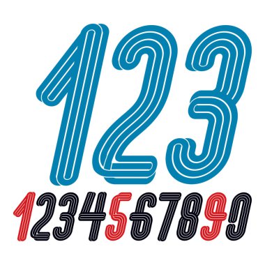 Set of vector funky condensed numbers created with parallel line