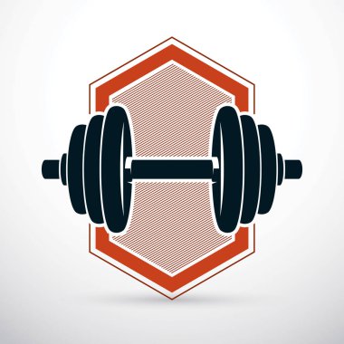 Dumbbell vektör çizim üzerinde beyaz disk ağırlık ile izole.
