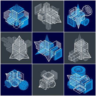 3d tasarımlar, soyut vektör şekilleri ayarla.