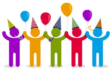 Kutlama insanlar vektör kavramı basit illüstrasyon veya simge, c