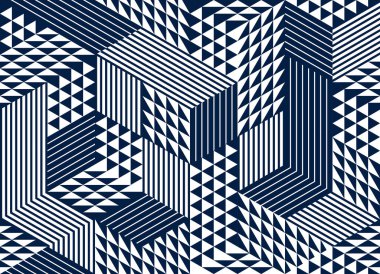 3d küpler dikişsiz desen vektör arka plan, eşkenar dörtgen ve triangl