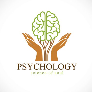 Ruh sağlığı ve psikoloji konsepti, vektör simgesi veya logo tasarımı