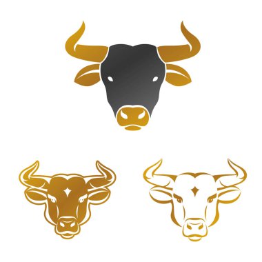 Bull ancient emblems elements set. Heraldic vector design elemen