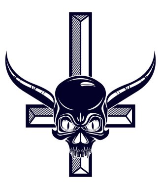 Şeytan'ın ters kafatası ölü saldırgan başkanı ile Satanik sembol