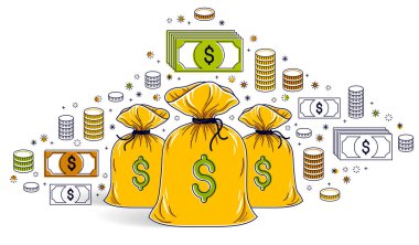 Vektör tasarımı, tasarruf veya investme para çantası ve Doları Icon set