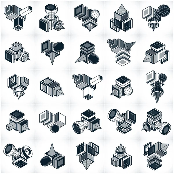 Coleção de diferentes construções de engenharia, vetores abstratos — Vetor de Stock