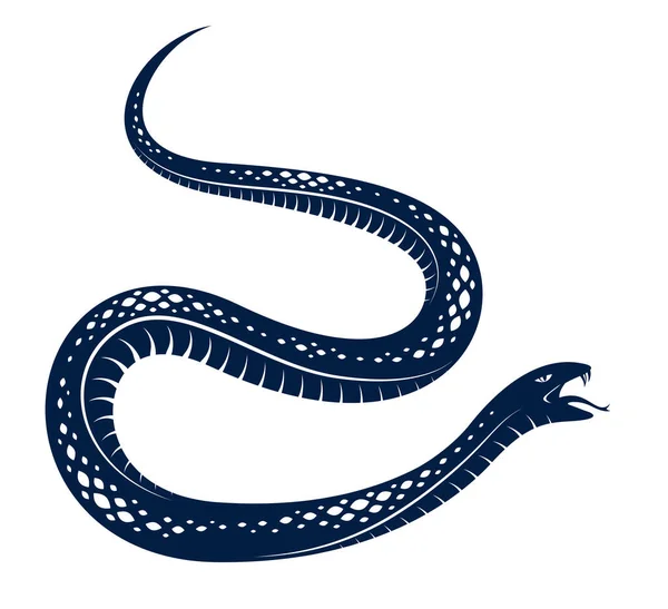Винтажная татуировка ядовитой змеи, векторное рисование агрессивной пре — стоковый вектор