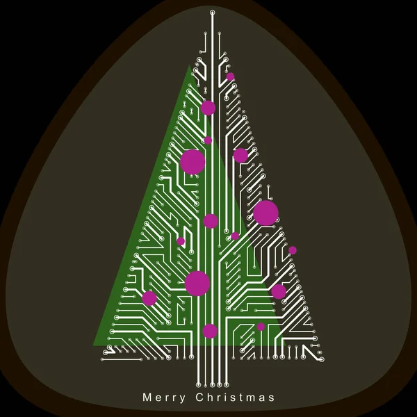 Wirで作成された常緑クリスマスツリーのベクトルイラスト — ストックベクタ