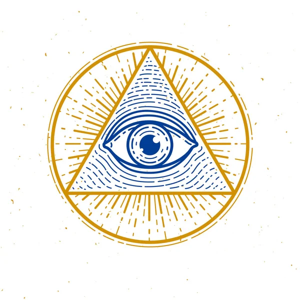 Todos viendo el ojo de Dios en el triángulo de geometría sagrada, mampostería y yo — Archivo Imágenes Vectoriales