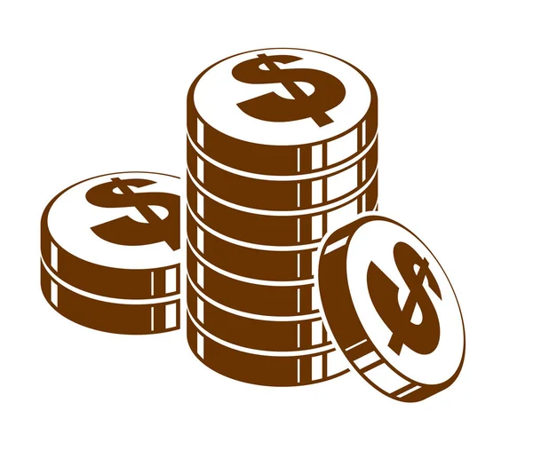 Munt stack cash geld of casino chips stilleven, Vector pictogram, ik — Stockvector