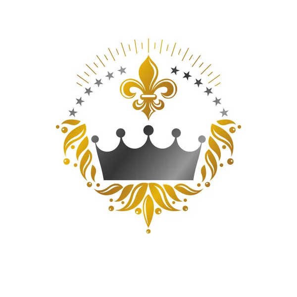 Imperial Crown embleem. Heraldische wapen, vintage vector log — Stockvector