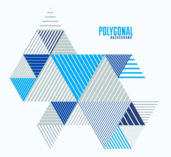 Astratto sfondo poligonale con triangoli a strisce e cubi 3D — Vettoriale Stock