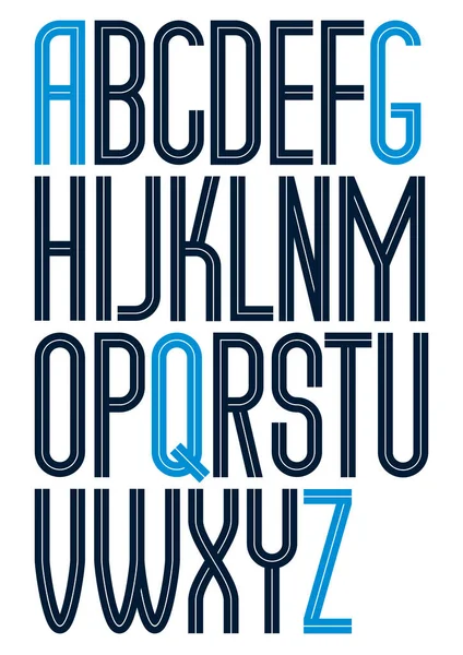 Vector tall condensed capital alphabet anglais lettres collectio — Image vectorielle